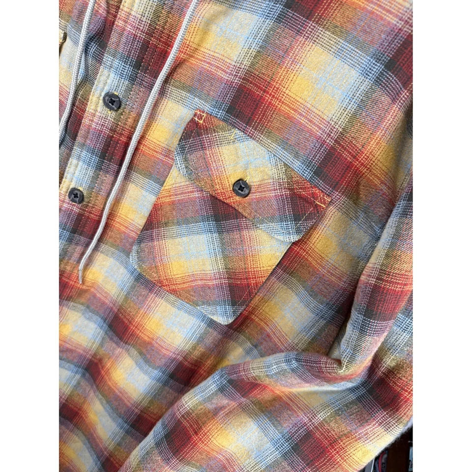 Wrangler Authentics Acolchado Forrado Franela Sudadera Camisa Chaqueta Hombres 3XL Rojo Amarillo Foto 3 de 4