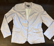 DKNY Women's Striped Collarless One Button Blazer Sz 8  Birds Of Paradise  