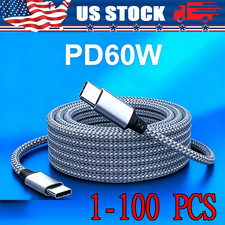 60W USB-C to USB-C Cable Fast Charger lot PD Nylon Cord For iPhone 18 Samsung