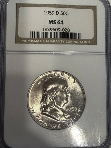 1959 D Half Dollars Franklin NGC MS-64