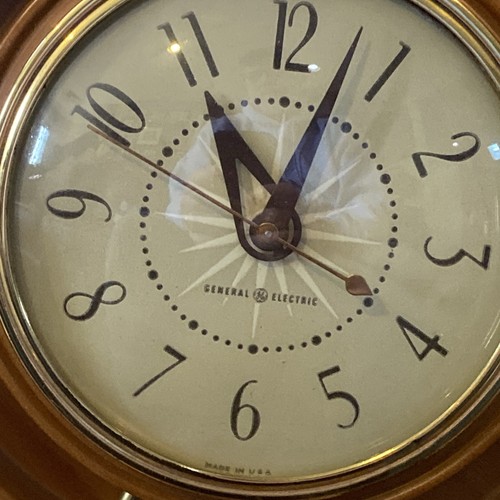 Vintage GE General Electric 12” Ship's Wheel Navy Wall Desk Clock Nautical Brown - Bild 2 von 15