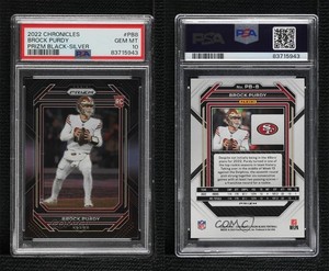 2022 Panini Chronicles Prizm Black Silver Brock Purdy PSA 10 GEM MT Rookie RC