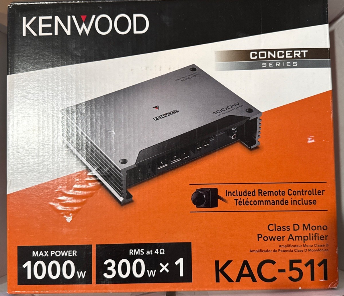 Kenwood KAC-511 Mono Amplifier 1000W Max Class D Car Sub Amp w