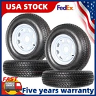 4 Pack ST205/75D14 5 Lug On 4.5" Trailer Tires on 14" Rims Load Range C US