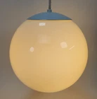 VTG Mid Century MCM 11" Milk Glass Ball Globe Pendant Light Fixture Union Made