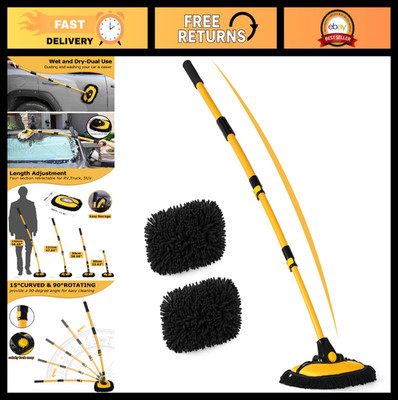 56.7'' Car Wash Brush Mop Kit - Long Handle Cleaning Tools, Scratch-Free Mitt & S
