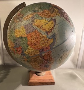Vintage Replogle 12” Stereo Relief World Globe Raised Terrain Wood Base USA
