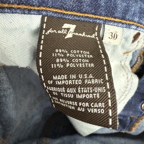 7 For All Mankind Jeans Mens 30x34 Button Fly Straight Leg Distressed Denim USA - Picture 6 of 19