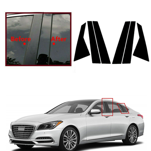 Glossy Black Pillar Posts Trim Cover For HYUNDAI GENESIS G80 2015-2022 Sedan - Picture 5 of 11