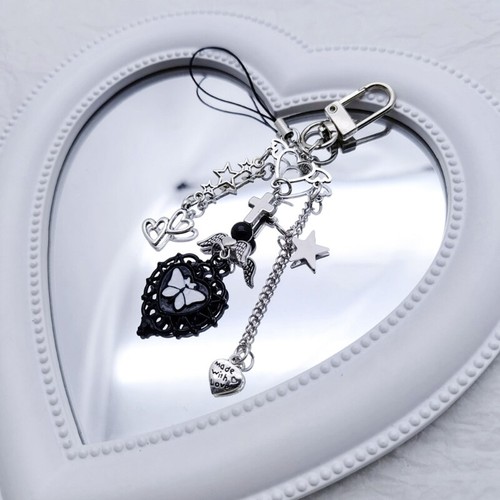 Y2K Phone Charm Pendant KeyChain For Bag Phone Cute Cross Heart Charm