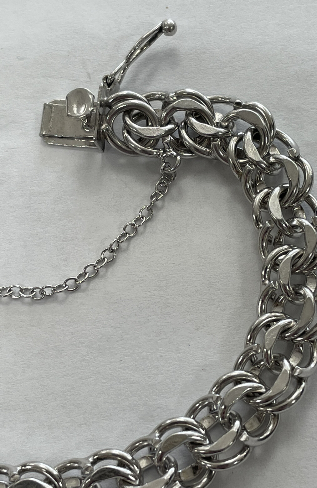 Vintage MCC Sterling Silver Silver Heavy Link Charm Bracelet 7” eBay