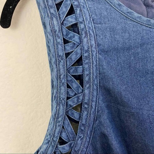 Mini Vestido Free People Boho Nuevo Romántico Highland Denim Recortados Talla 0 - Imagen 9 de 12