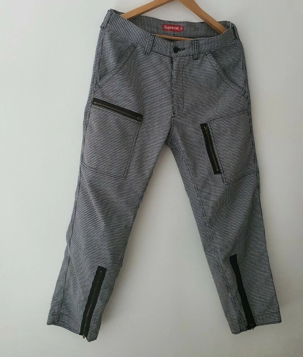 Pantalon FW17 Supreme Flight pied de poule taille 30 blanc/noir pantalon pantalon W30 L30