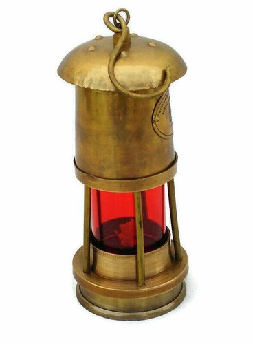 Set Of 2 Antique Brass Minor Lamp Vintage Nautical Ship Boat Light Lantern Décor - Picture 8 of 9