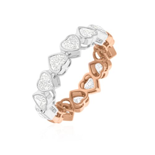3.39 Ct Lab Grown CVD Heart Diamond Eternity Ring Love Gift 14k White/Rose Gold - Picture 3 of 9