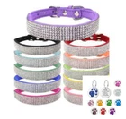 Personalised Dog Collar Custom Leather Rhinestone Cat Puppy Pet Enrgaved Tag