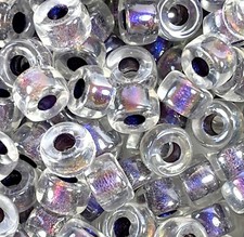 Miyuki Pony, Roller Beads, 9mm, Crystal W/ Violet Color Lining, 10 Pcs, 59