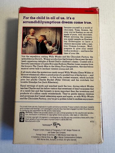Willy Wonka and the Chocolate Factory Betamax Beta 1986 Tape Sleeve Gene Wilder - Imagen 4 de 14