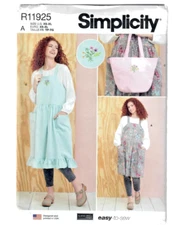 Simplicity R11925 Crossback Pinafore Apron & Tote Bag, Embroidery Sz XS-XL S9805