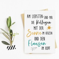 Postkarte Kollegen Abschied Flausen Im Kopf Kollegen Geschenk Postkarte SprüChe