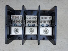 Power distribution block, 3 pole, 1 line, 8 load, 335A CU, 270A AL, 600 V