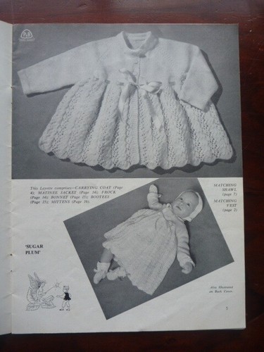 PATONS KNITTING PATTERN 687-BABY CLOTHING & SHAWL - 3 & 4 PLY SIZE17-18-19-21CMS - Picture 3 of 8
