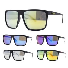 Kush Mens Oversized Flat Top Color Mirror Matte Plastic Rectangle Sunglasses