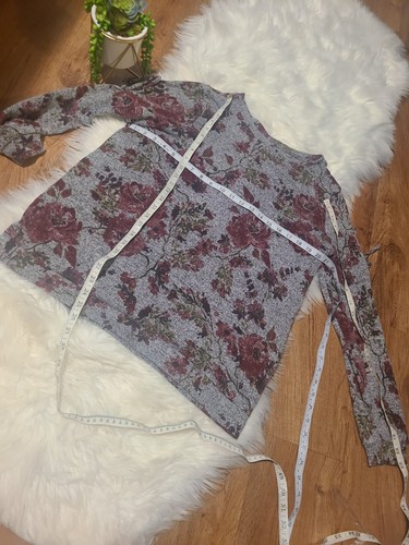 Time and Tru Maternity SZ M Gray Pink Green Floral Long Sleeve Pullover SWEATER - Picture 5 of 6