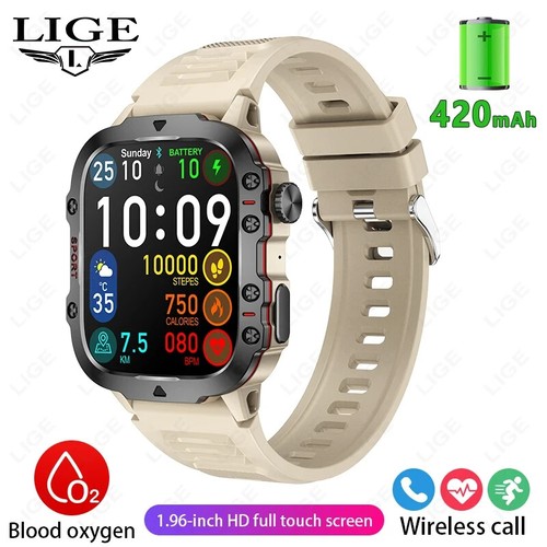 2024 Rugged Smart Watch Men 2.01" Waterproof Bluetooth Call Outdoor - Zdjęcie 9 z 15