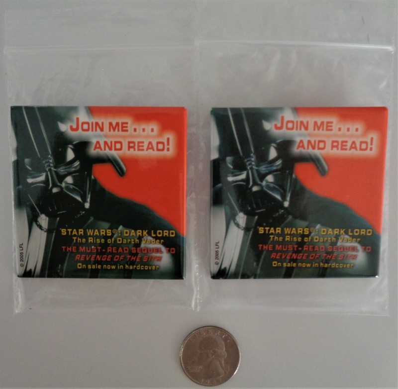 (2) 2005 SDCC Star Wars Darth Vader Join Me and Read! Promo Button **Very Rare**