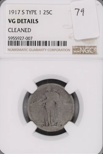1917-S Type 1 Standing Liberty Silver Quarter NGC VG Details - Cleaned #007