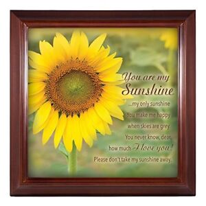 Cottage Garden You are My Sunshine Yellow Sunflower 12 x 12 Woodgrain Framed Wall Art Plaque 