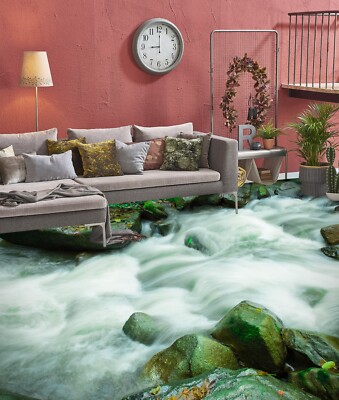 3D Rocky River K1516 Floor WallPaper Murals Wallpaper Mural Print Panda 2023