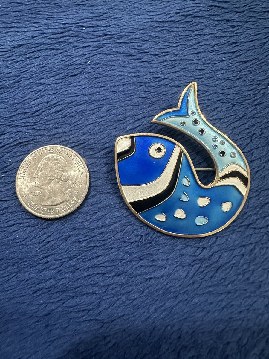 David Anderson Norway Sterling Silver Enamel Whale Fish Brooch/Pin