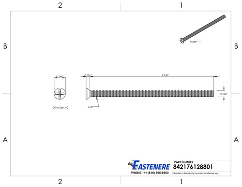 6-32 x 2-3/4" Flat Head Machine Screws Stainless Steel 18-8 Qty 1000 - Picture 2 of 7
