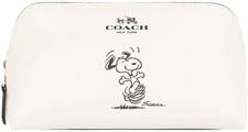 Coach F65208 X Peanuts Snoopy SV/Chalk Cosmetic Case in Calf Leather - NEW