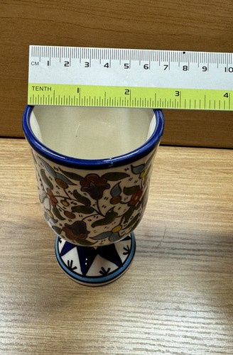 Israel Giftware Hand Painted Hebrew Ceramic Goblet - Picture 8 of 9