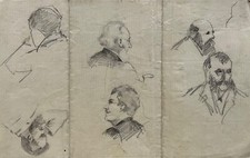 Disegni Teste Ritratto Anonimo Studio Schizzo Intorno Al 1900 #3