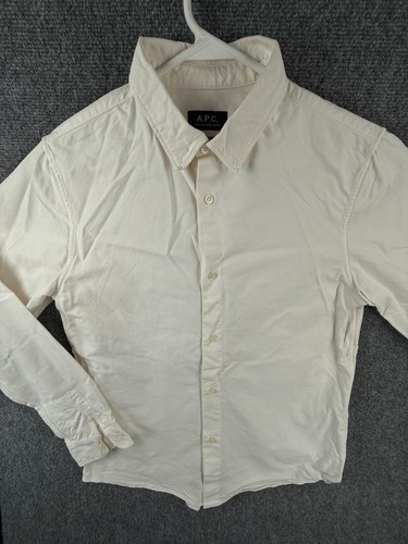 APC Rue Madame Paris Ivory Long Sleeve Button Up Shirt Oxford Large Woven Men - Picture 1 of 24