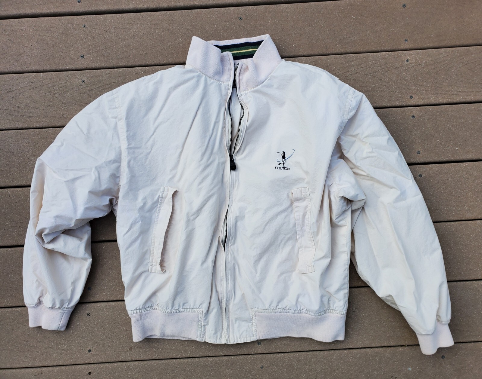 Vintage Nautica Golf Jacket cream color embroidere… Gem