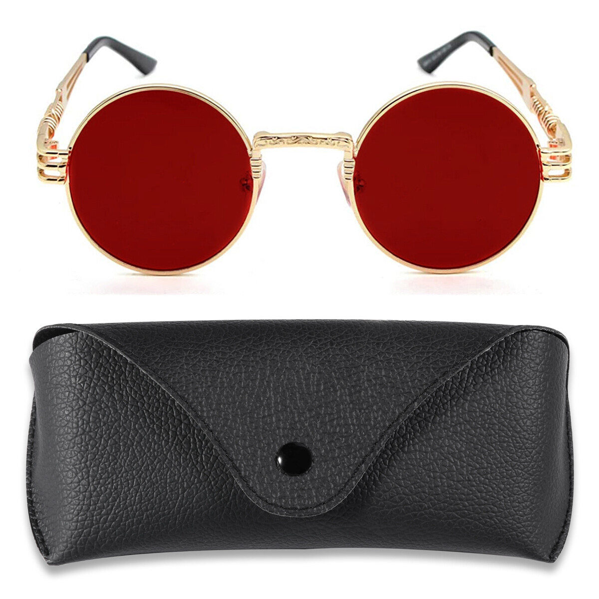 Occhiali Da Sole Steampunk Rotondi In Metallo Retrò John Lennon Stile - Foto 7