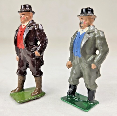 Zwei Britains Gentleman Train Passagiere 2 1/4" große Bleifigur 1930er England - Bild 2 von 12