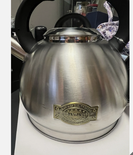 Brandani Italy Whistling Tea Kettle 3qt. Black Soft Touch Handle