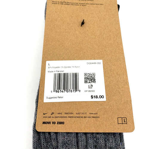 Men's Nike Everyday Plus 2-Pack Cushioned Crew Socks (8-12) Black Heather Gray - Picture 3 of 4