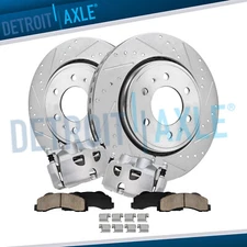 Front Drilled Rotors Calipers + Brake Pads for Ford Expedition F-150 Navigator