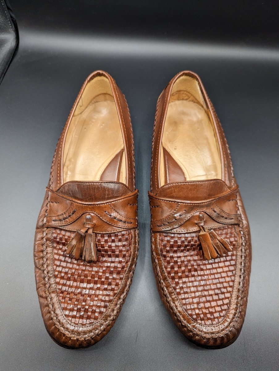 Vito Rufolo Italy Men Brown Leather tasseled weave slip on  display picture 3