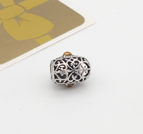 Pandora 925 Sterling Silver Signature Heart Yellow Citrine Birthday Bead Charm - Picture 3 of 6