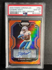 D'Andre Swift 2020 Chronicles Prizm Black Rookie RC Auto Orange /75 PSA 10 POP 1