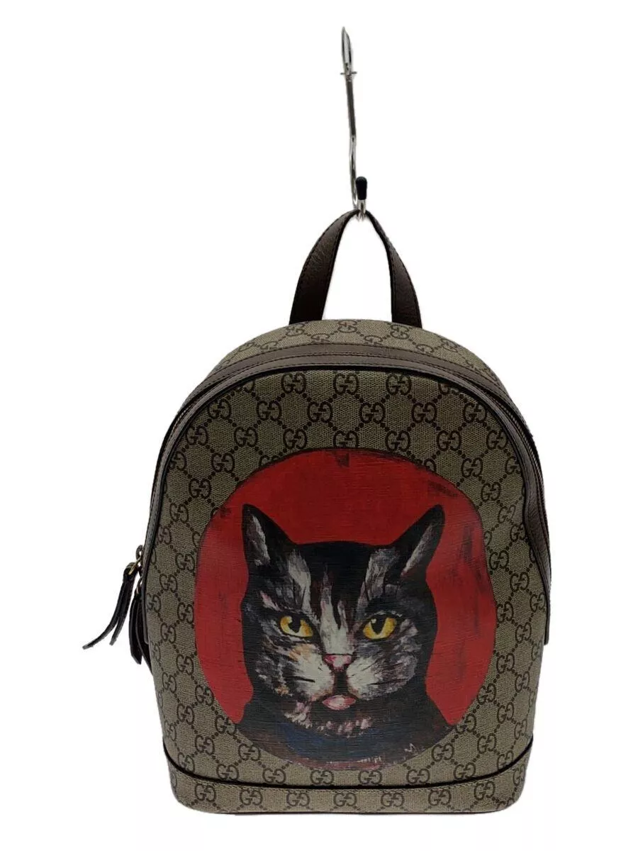 GUCCI Sac à Dos Sac à Dos Mystic Cat GG Supreme PVC Beige Motif Total Occasion