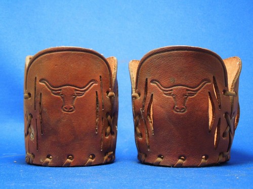 Longhorn Steer Western Leather Cup Holders Coaster - Picture 7 of 12